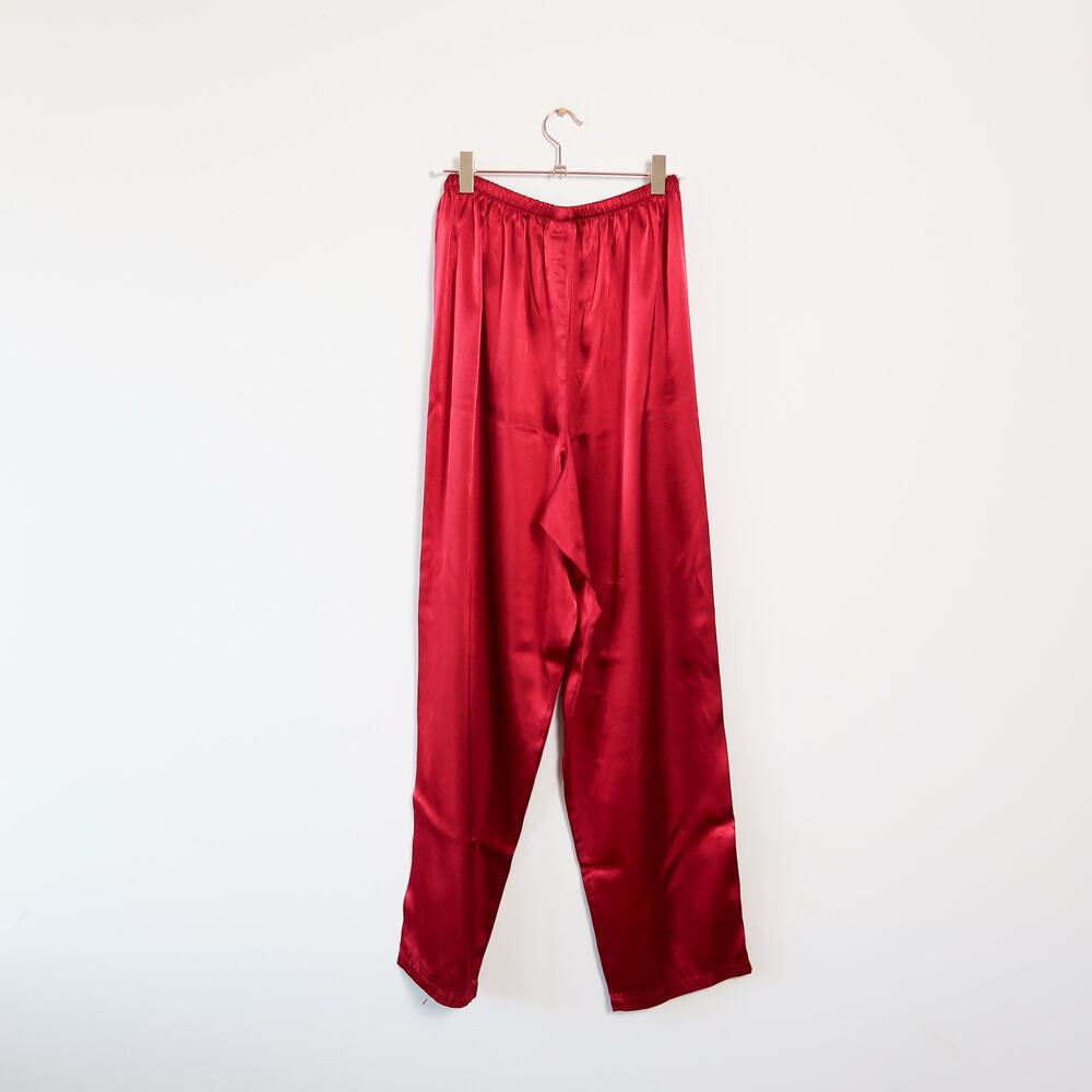 Vintage Red Satin Pull On Pants Straight Leg Small - Picture 5 of 7